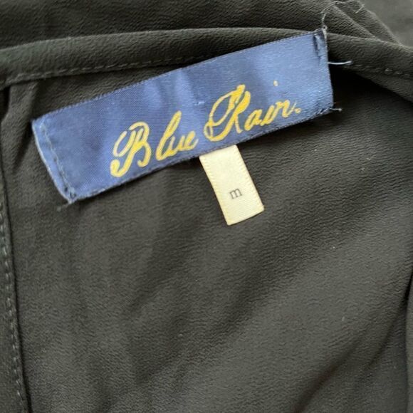 𝅺Blue Rain beaded black semi sheer v neck top size M - Picture 8 of 8